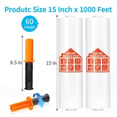 Stretch Film, 15 Inch x 1000 Feet Shrink Wrap for Pallet Wrap, Industrial Str…