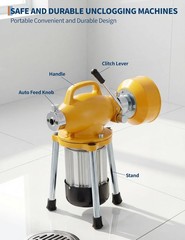 GRAVEE 66FTx 5/8″ Portable Drain Cleaning Machine Auto Feed Electric Sewer Snake