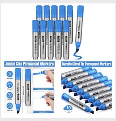 Fuutreo 10 Pack Jumbo Permanent Markers Bulk Large Chisel Tip Permanent Markers