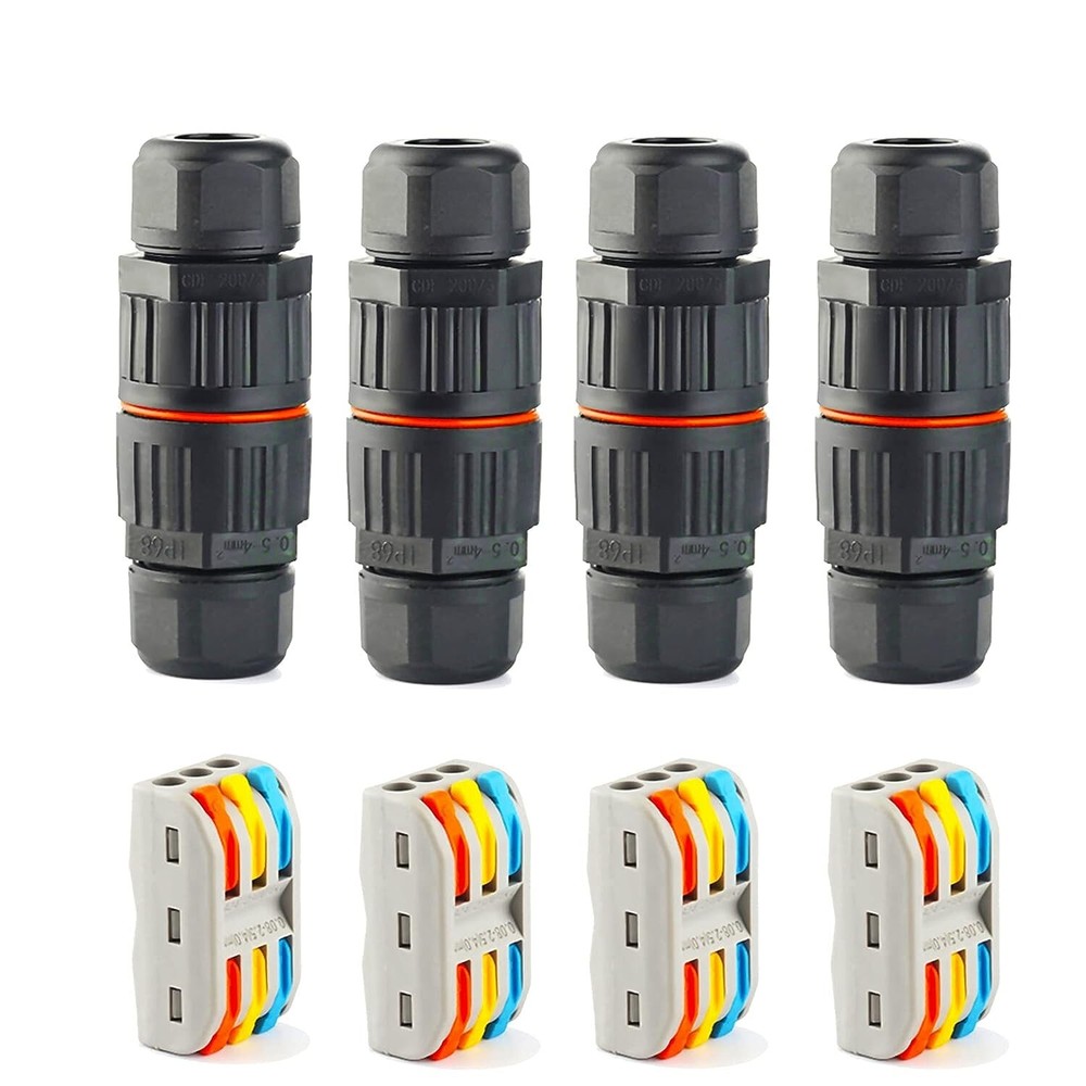 Outdoor Electrical Cable 3-Pin Wire Connector IP68 Waterproof Junction 3-Pole