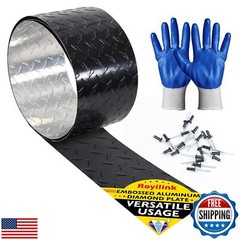 Royilink Embossed Black Aluminum Diamond Plate Sheet Metal – 0.025” Thin Trea