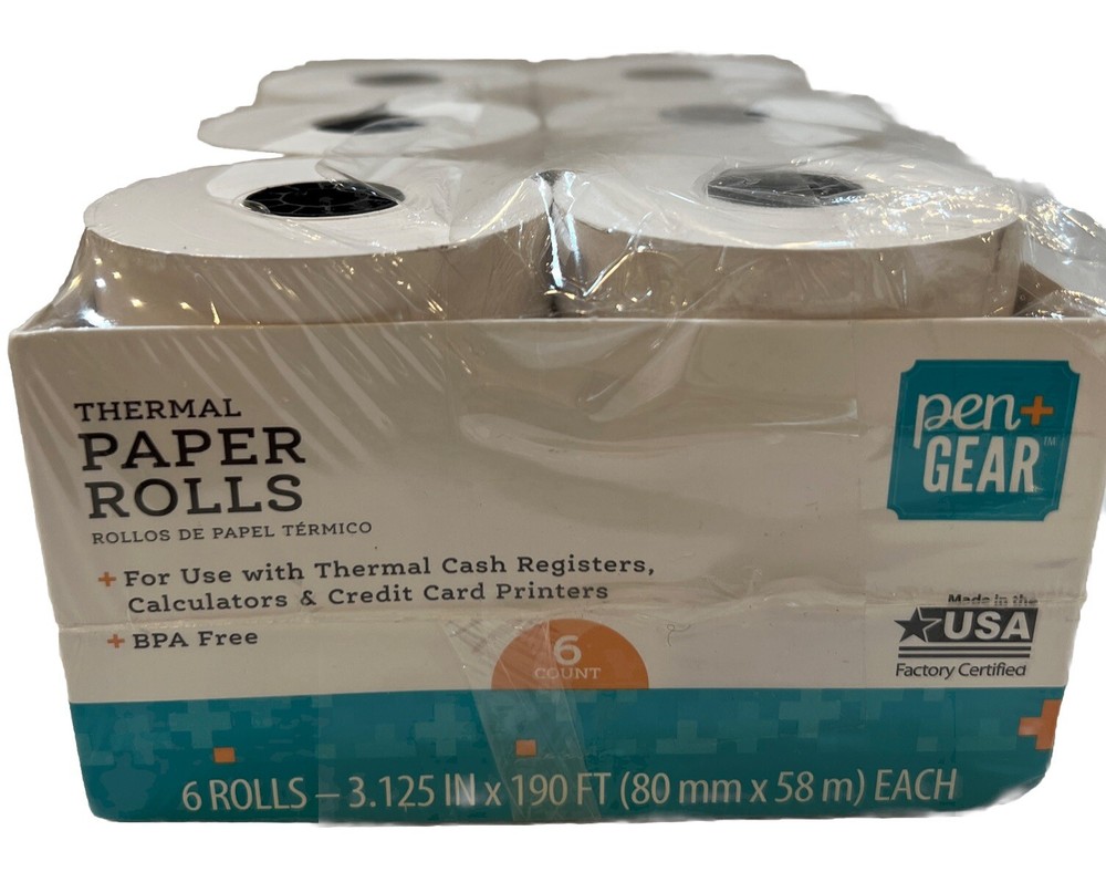 Thermal Paper Rolls 3 1/8 x 190 FT3-1/8″x190′ Thermal Receipt Paper 6 Rolls