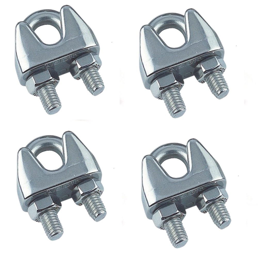 Cable Clamps 5/32” (4mm) U-Bolts Stainless Steel Wire Rope Clamps Clips 4 Piece