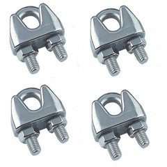Cable Clamps 5/32” (4mm) U-Bolts Stainless Steel Wire Rope Clamps Clips 4 Piece
