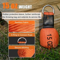 Arborist Throw Line Kit, 15Oz Throw Weight & 196Ft Paracord Rope, 100% Polyester