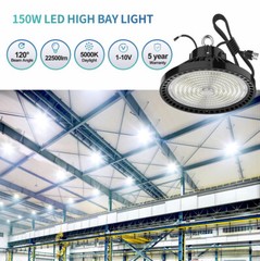 150W UFO Led High Bay Light Dimmable Commercial Industrial Garage Light 5000K