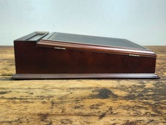 Bombay Company Wood Writing Box Lap Desk Organizer Slant Top Green Faux Leather