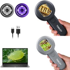 TOMLOV 100X Coin Microscope Portable Digital Microscope Illuminate Jeweler Loupe