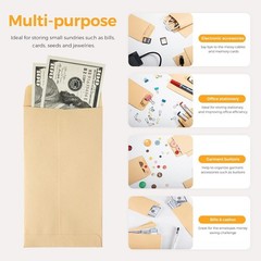 Durable Kraft Money Envelopes 3.5×6.5″ with Self-Adhesive Closure – 100 Count