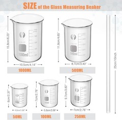 10 Pack Glass Lab Pyrex Beaker Set Measuring Cup 50/100/250/500/1000 ML