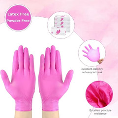 20/100PCS Pink Nitrile Disposable Gloves Latex Free Cleaning Gloves for Kitchen