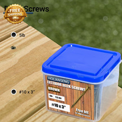 Deck Screws 3 Inch, #10 X 3, 5Lb, Rust Resistant, Brown Epoxy Coated