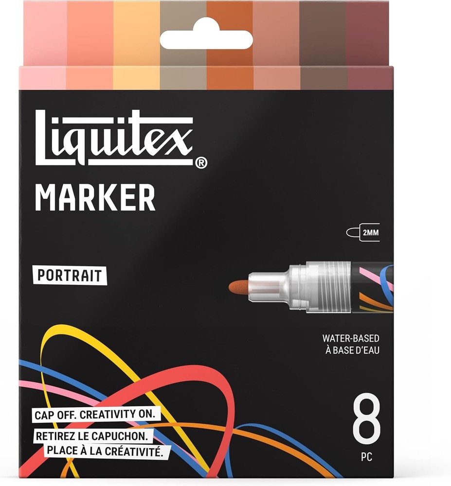 Acrylic Paint Markers, Set of 8, Portrait Colors, 2mm Nibs