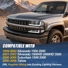 Auto Dynasty 4PCS LED DRL Headlights Assembly and Bumper Lamps Compatible with