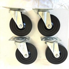 Casters: 4 4.5″ Heavy Duty Phenolic Wheels Swivel Top Plate Set Lot New