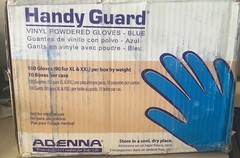 Adenna’s Handy Guard Blue Vinyl Gloves boxes of 100