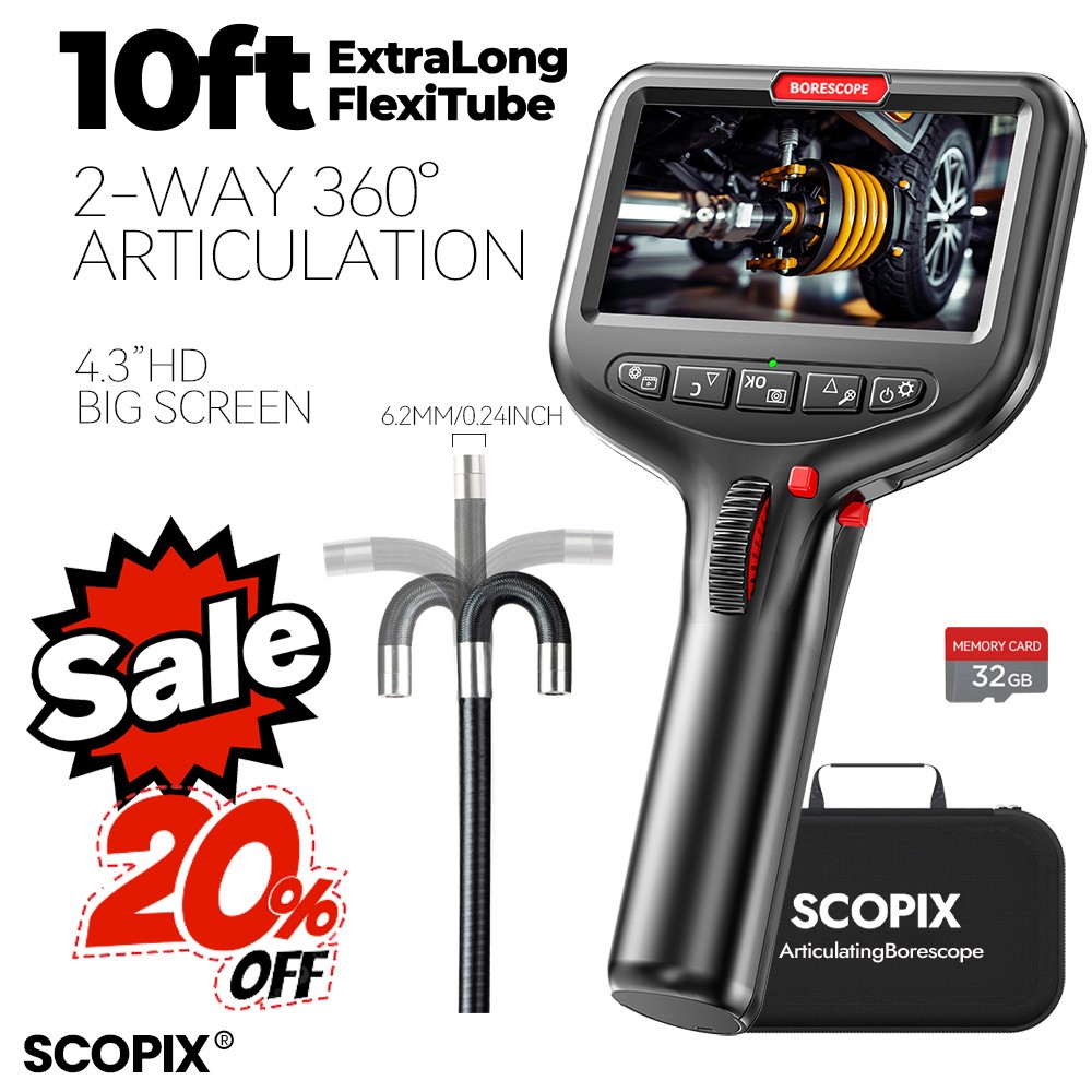 10ft 5ft Endoscope Camera 2Way 360° Industrial Inspection Articulating Borescope