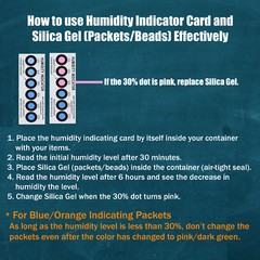 10 Gram x 100 PK “Dry & Dry” Silica Gel Packets – 10 Humidity Indicator Cards