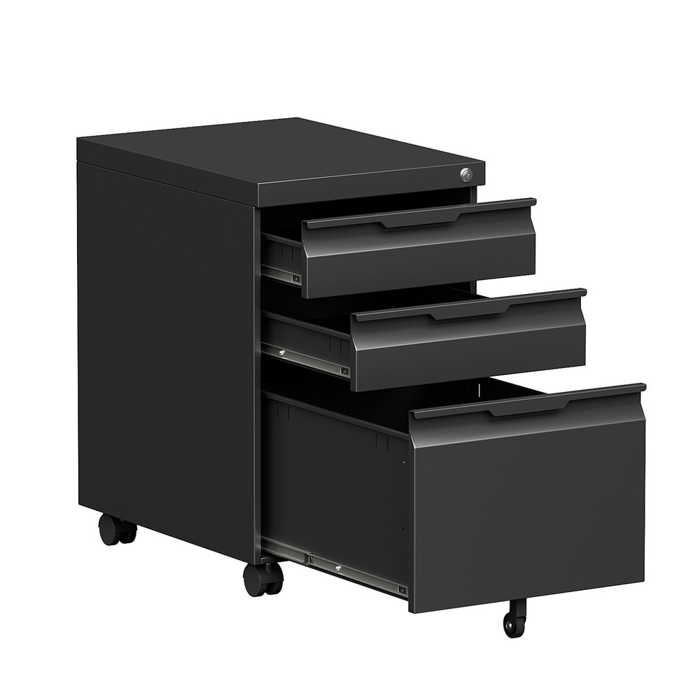 3 Drawer File Cabinet with Lock,Office Under Desk Rolling Filing Cabinet Storage