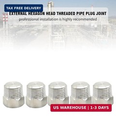 VIKKSAER 5 Pcs Stainless Steel 3/8″ NPT Male Pipe Plug Fitting, Hex Head, High T