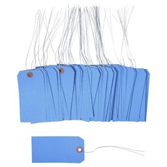 1000 pcs 4 3/4″ x 2 3/8″ Size 5 Blue Cardstock Hang Tag Tags with Wire 13 Pt