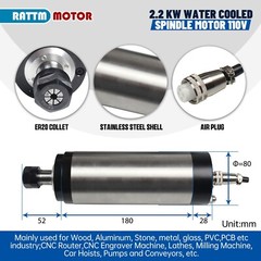 ◤US◢ 2.2KW Water cooling spindle motor 110V+2.2KW Inverter VFD 110V+Pump+Collet