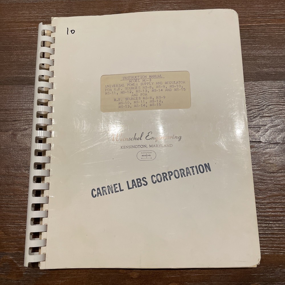 Weinschel Engineering MO-3 Universal Power Supply Instruction Manual 1960