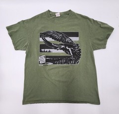 Safety Shirtz Eagle Flying Over City Logo Reflective Green Gildan Mens L
