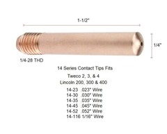 MIG 14-45 .045″ Welding Contact Tips 1445 for Tweco & Lincoln 200-400 PK of 25