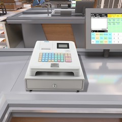 Cash Register LED Display Electronic POS System, Thermal Digital Cash Register