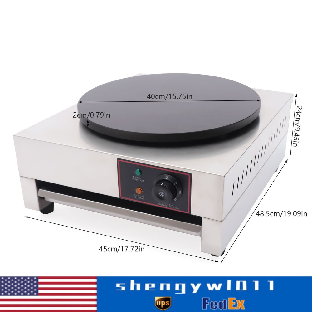 1700W 16″ Commercial Electric Crepe Maker Pancake Machine Big Hotplate Non Stick