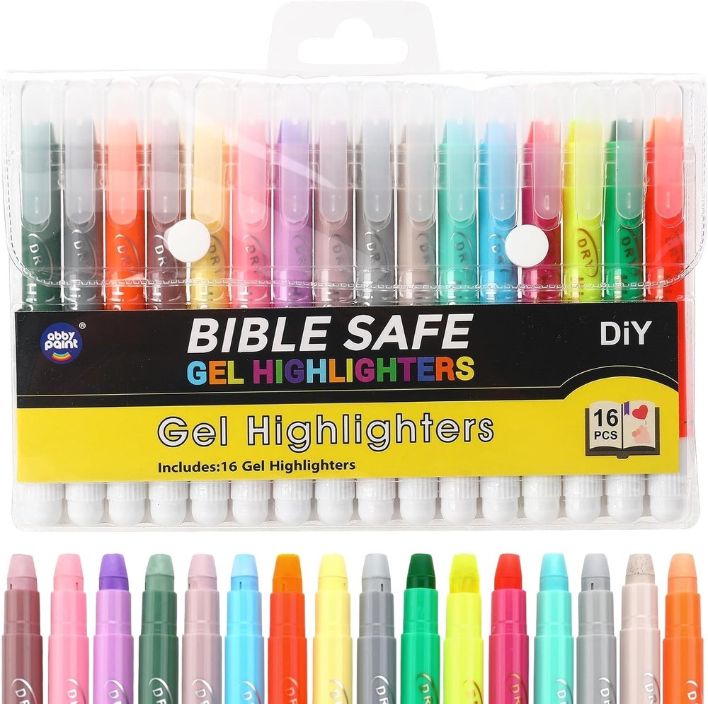 16 Pack No Bleed Bible Highlighters Gel Pens Assorted Colors Chisel Tip Set