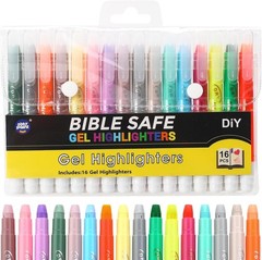 16 Pack No Bleed Bible Highlighters Gel Pens Assorted Colors Chisel Tip Set