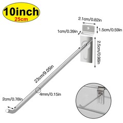100 Pack 8″ 10″ Slatwall Hooks Panel Display Hooks Slat Board Peg Accessories