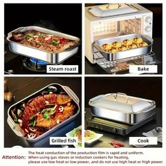 2PCS Stainless Steel Baking Pan with Lid Cake Pans with Covers Bakeware Baking