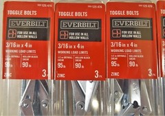 18 Pieces 3/16 in. x 4 in. Zinc-Plated Toggle Bolts, Mushroom Phillips Head. NIB