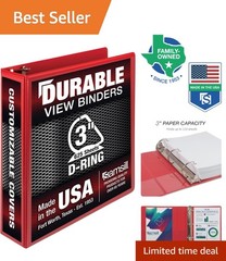 Customizable Eco-Friendly 3 Ring Binder – 625 Page Capacity, Lay-Flat Spine, Red