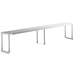 12″W x 96″D x 19″H Stainless Steel Single Deck Overshelf For Work Prep Tables