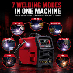 ARCCAPTAIN 7 in 1 TIG Welder 200A AC/DC Aluminum TIG Welder with Pulse 110V/220V