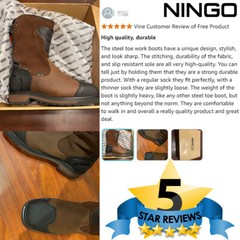 NINGO Men’s Waterproof Steel Toe Work Boots Square Toe Construction Safety Boots