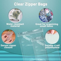 1000 Zip Lock Bags Clear 8 x 10 Ultra Thick Seal Top