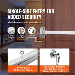 VEVOR Push Bar Door Locks Stainless Steel Panic Bars for Exit Doors with Lever