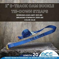 2″ x 12′ 16′ 20′ E-Track Cam Buckle Tie Down Strap for Truck Trailer Cargo Van