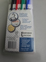 Expo Vis-a-Vis Wet Erase Markers, 4-Color Set SAN-16074, Fine Point