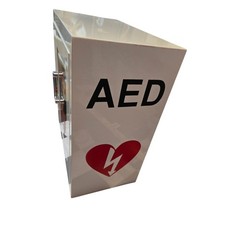 Wall Mounted Steel AED Storage Cabinet White Defibrillator Box Case – No Key