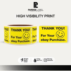 Thank You Labels Neon Yellow – 2″x3″ Stickers | 250/Roll | High Visibility