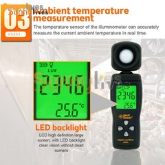 Digital Luxmeter Light Meter Illuminance Meter Handheld Ambient Photometer US