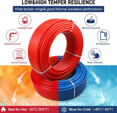 PEX Pipe 1/2 200ft Red Blue PEX-B Tubing EVOH,Flexible Non-Barrier,HotCold Water