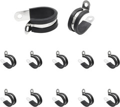12Pcs 1 Inch (25Mm) Cable Clamps, Stainless Steel Wire Clamps, Rubber Cushion…