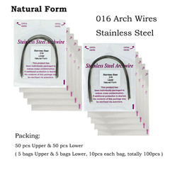 100PCS Orthodontic Arch Wire Stainless Steel Round Rectangular Ovoid Natural